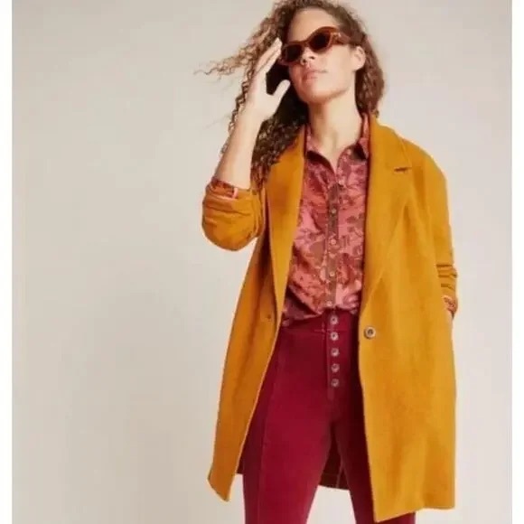 Anthropologie Burnt Orange Oversized
Blazer Trench Coat Cardigan Jacket - Picture 1 of 5
